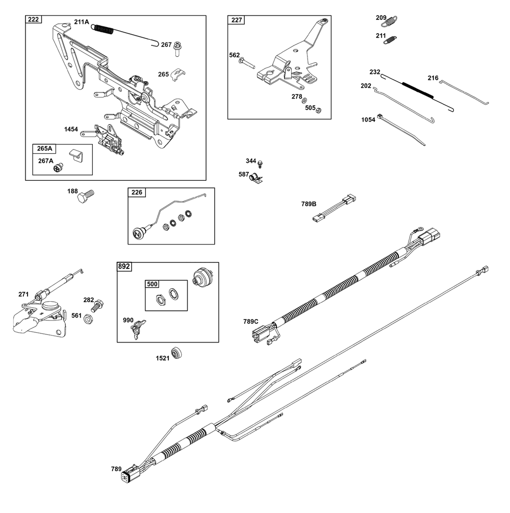 Controls Group Diagram and Parts List for 611477-1247-J1  Briggs and Stratton Engine